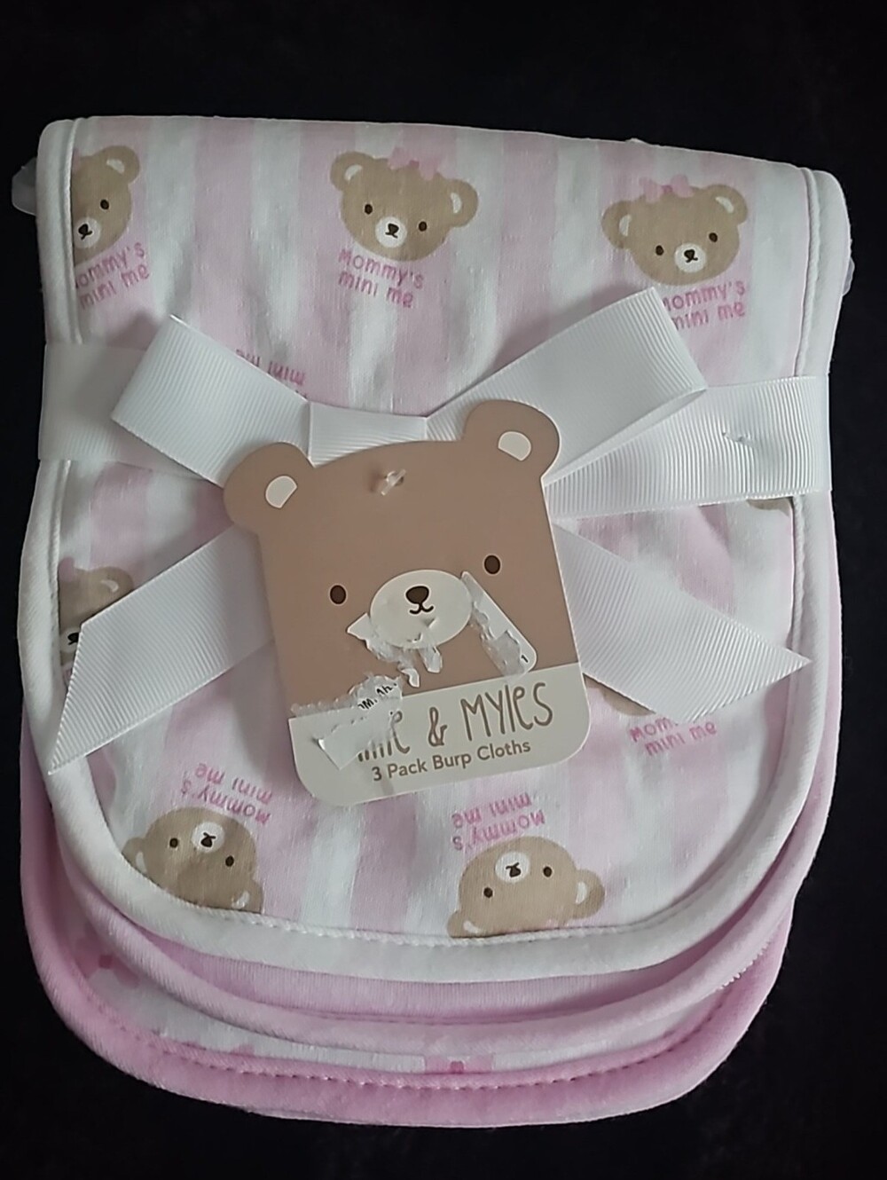 Pink Bear Burp Cloths - 3 Pack
